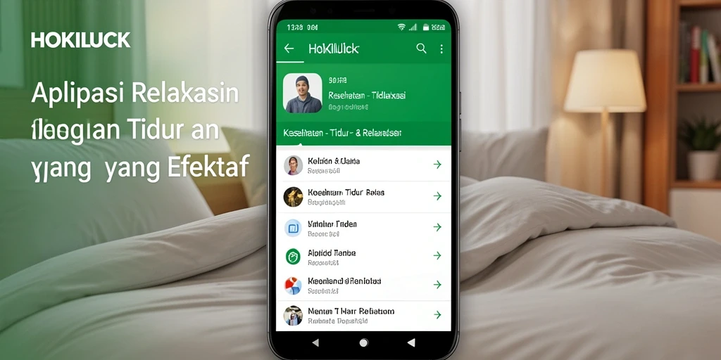 Antarmuka HOKILUCK menampilkan fitur relaksasi yang mendukung tidur nyenyak.