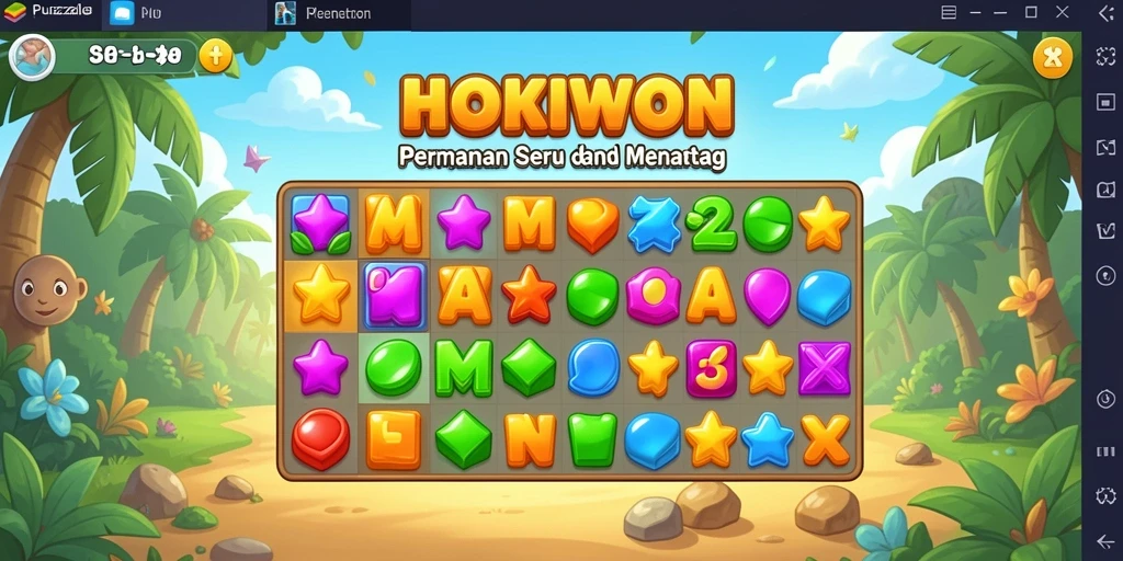 Tampilan antarmuka menarik dalam game Puzzle Match-3 HOKIWON.