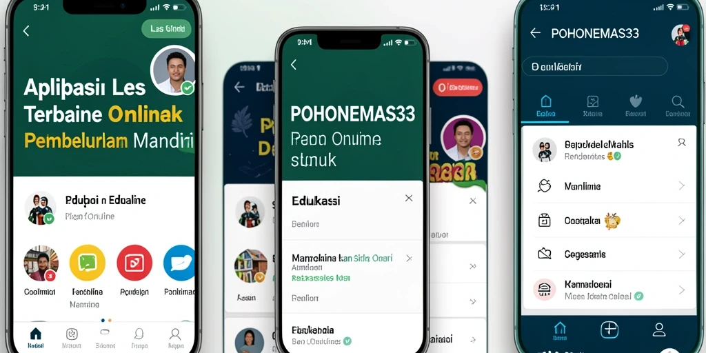 Tampilan antarmuka POHONEMAS33 yang intuitif untuk Les Online.