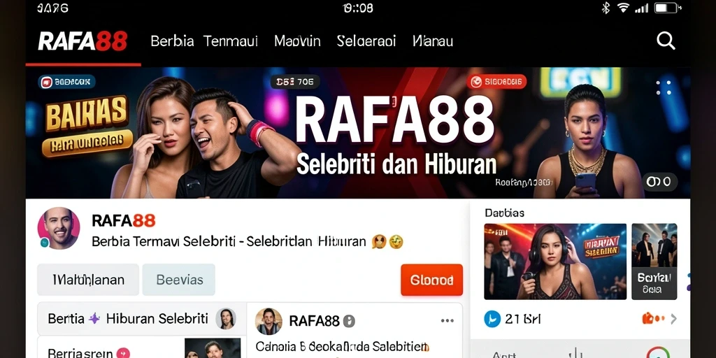 Antarmuka aplikasi dengan berita hiburan selebriti terbaru.