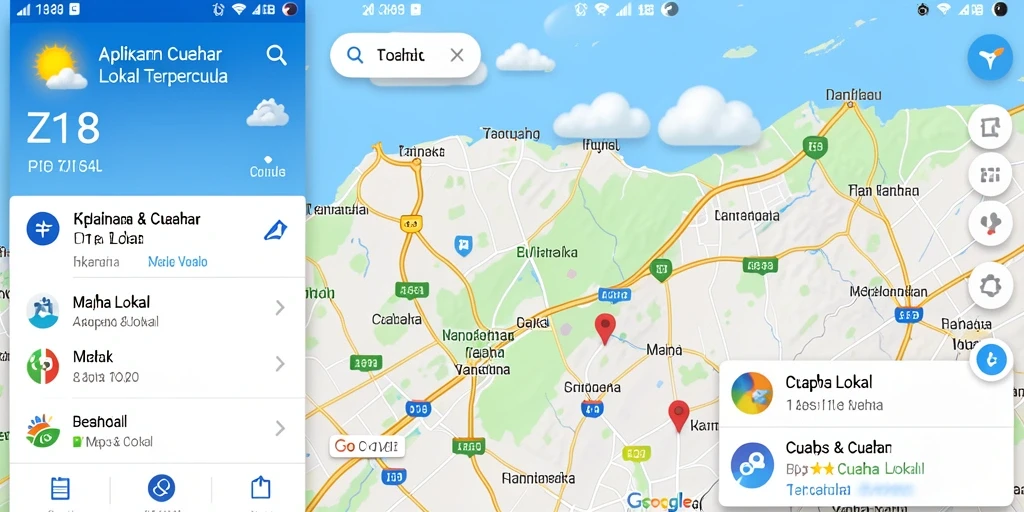 Antarmuka aplikasi Z18 menunjukkan informasi cuaca lokal yang real-time.